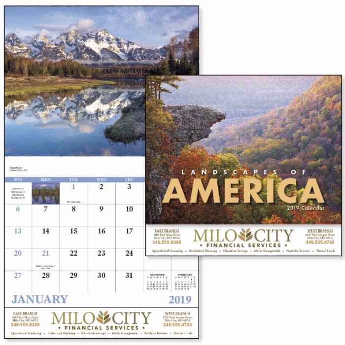 Wall Calendar Monthly Landscapes Of America