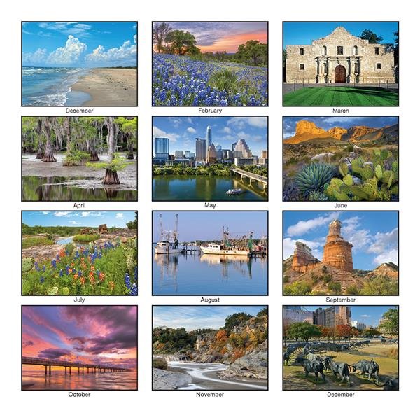 Wall Calendar Monthly Texas
